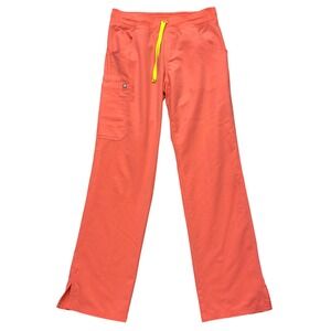 FIGS Technical Collection Kade Cargo Scrub Pants Hot Coral Pockets Size Small